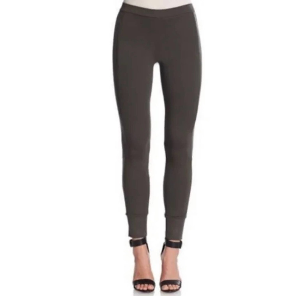 VINCE Pants Womens Small Charcoal Leather Piped Leggings Jogger Mid Rise - Picture 5 of 16